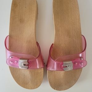 Dr. Scholl's pink jelly slides clogs women's size 8